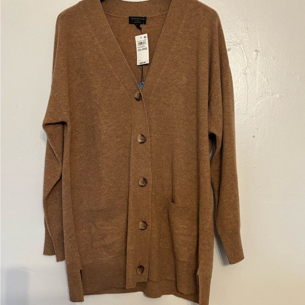 Charter Club Tan Cashmere Cardigan